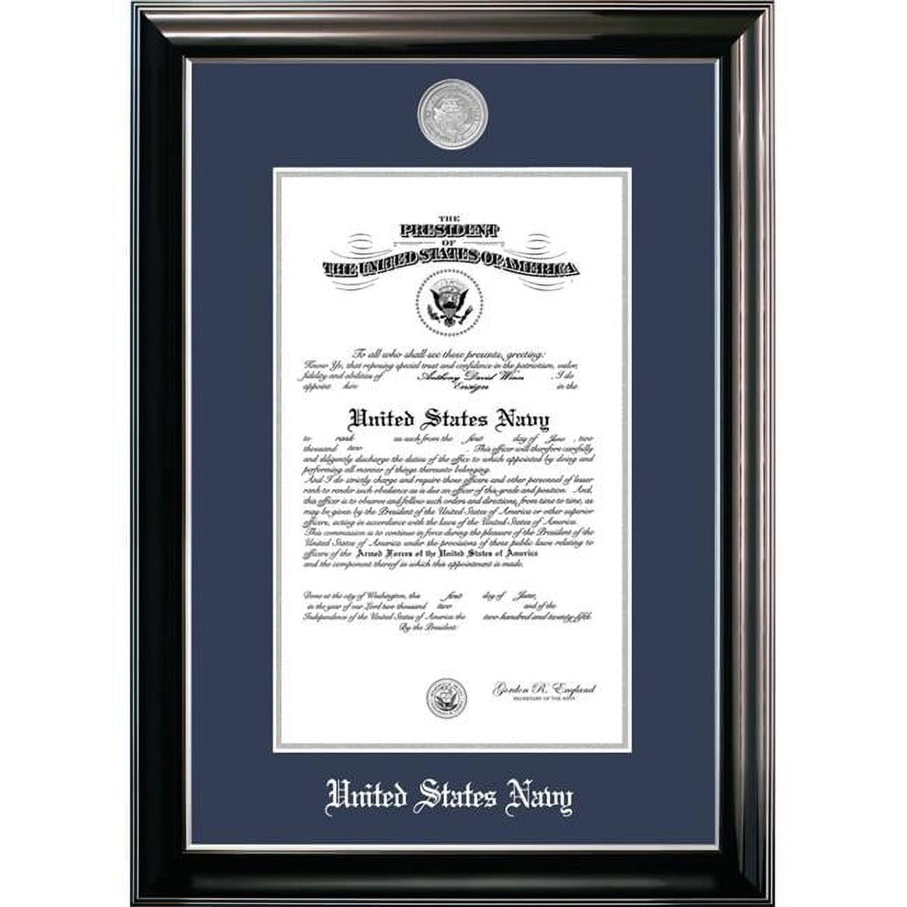 NACCL0029x14 9 x 14 in. Patriot Frames Navy Certificate Classic Black Frame with Silver Medallion