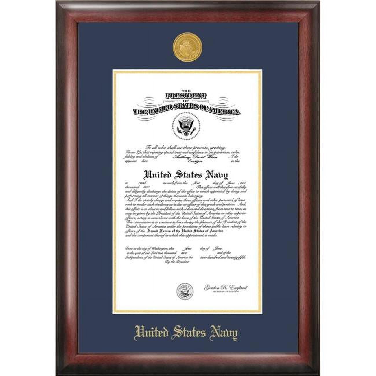 11 x 14 in. Patriot Frames Navy Certificate Mahogany Frame with Gold Medallion