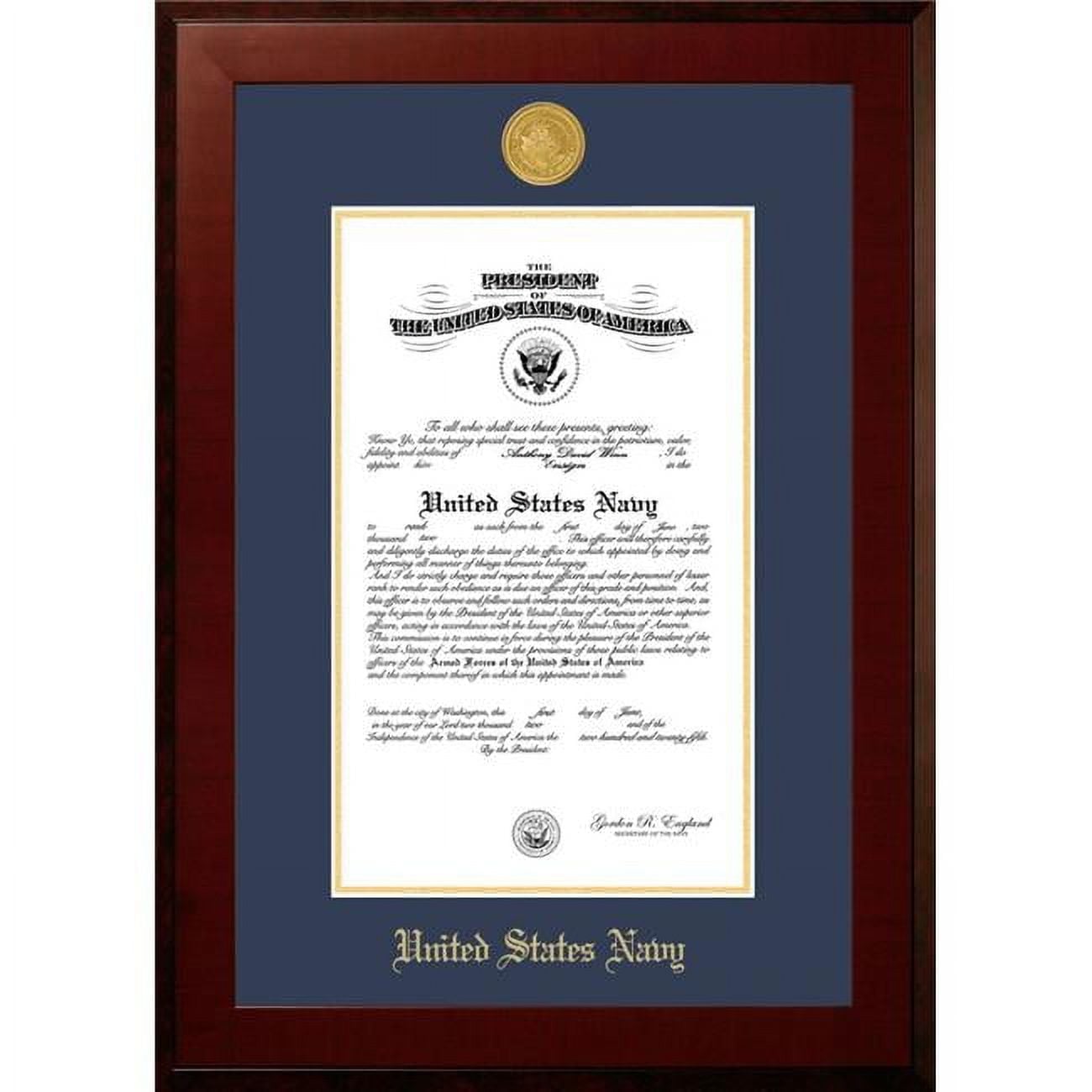 NACHO0019x14 9 x 14 in. Patriot Frames Navy Certificate Honors Mahogany Frame with Gold Medallion