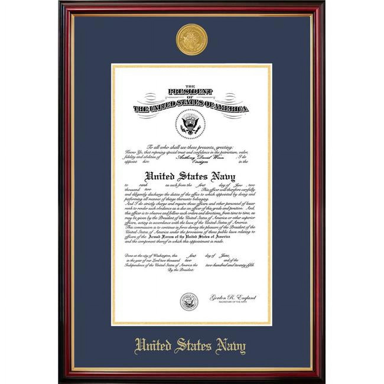 NACPT0019x14 9 x 14 in. Patriot Frames Navy Certificate Petite Mahogany Frame with Gold Medallion