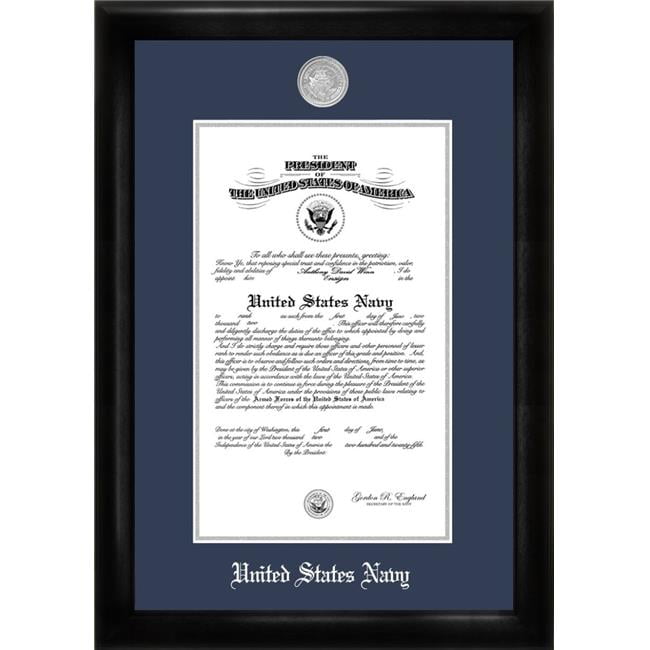 11 x 14 in. Patriot Frames Navy Certificate Satin Black Frame with Silver Medallion