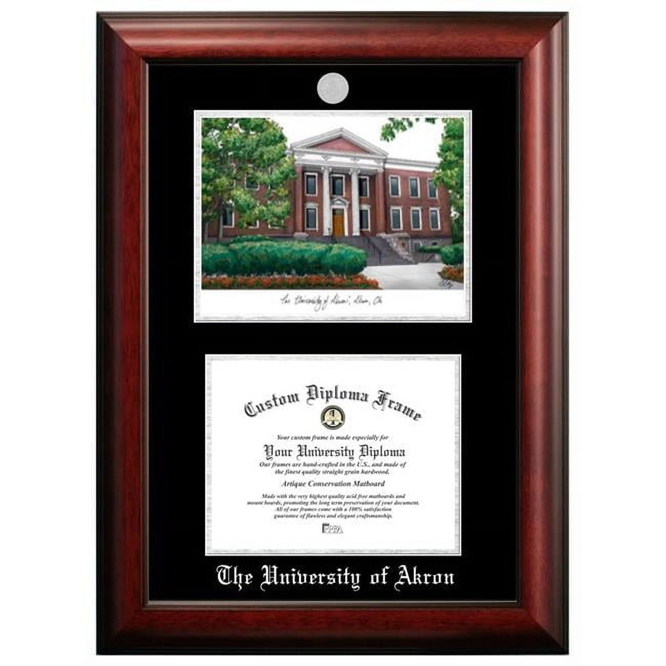 OH983LSED-1185 11 x 8.5 in. University of Akron Silver Embossed Diploma Frame with Lithograph