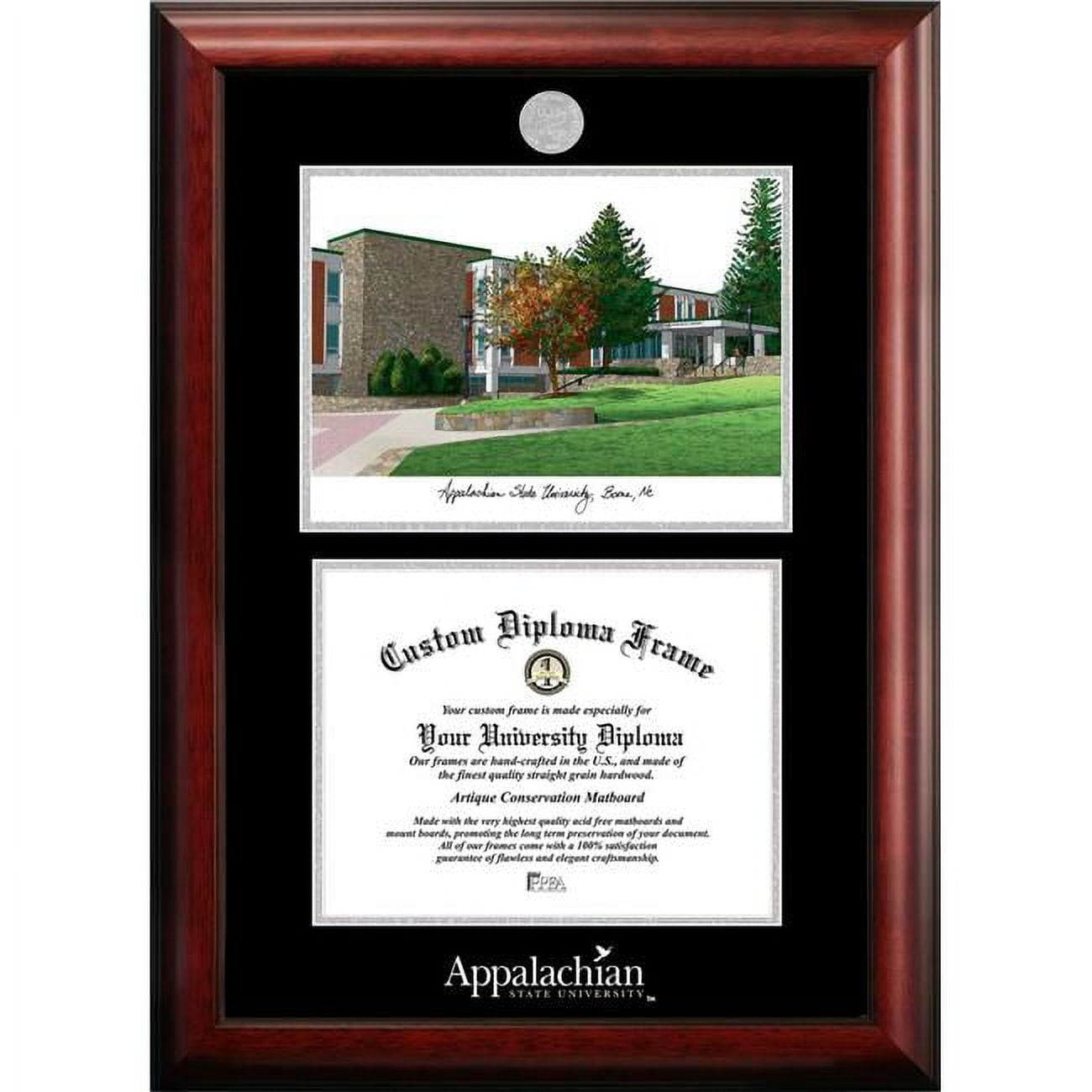 NC998LSED-1185 11 x 8.5 in. Appalachian State University Silver Embossed Diploma Frame with Lithograph