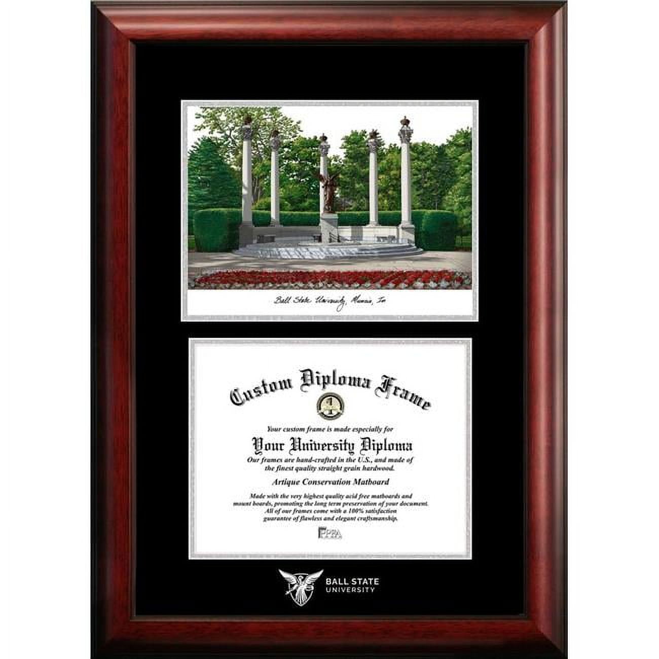 Ball State University Silver Embossed Diploma Frame - 10 x 8 in. - Satin Mahogany