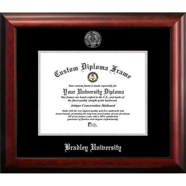 Bradley University Silver Embossed Diploma Frame - Satin Mahogany - 11 x 8.5 in.