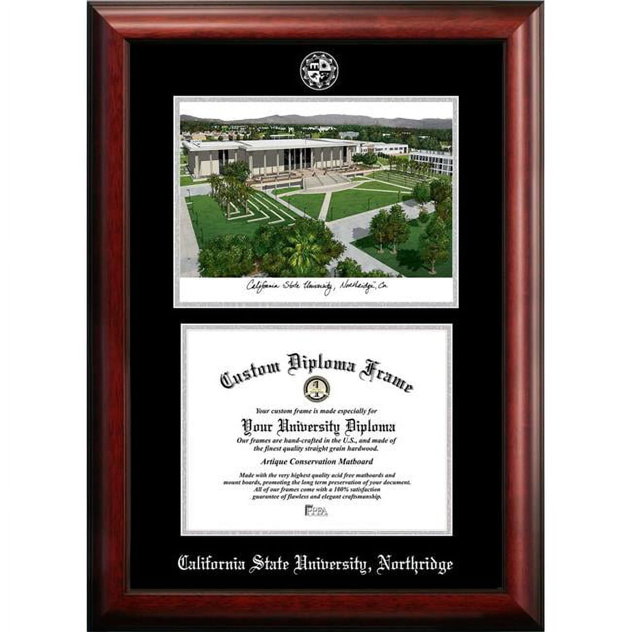 11 x 8.5 in. California State University Northridge Silver Embossed Diploma Frame with Lithograph