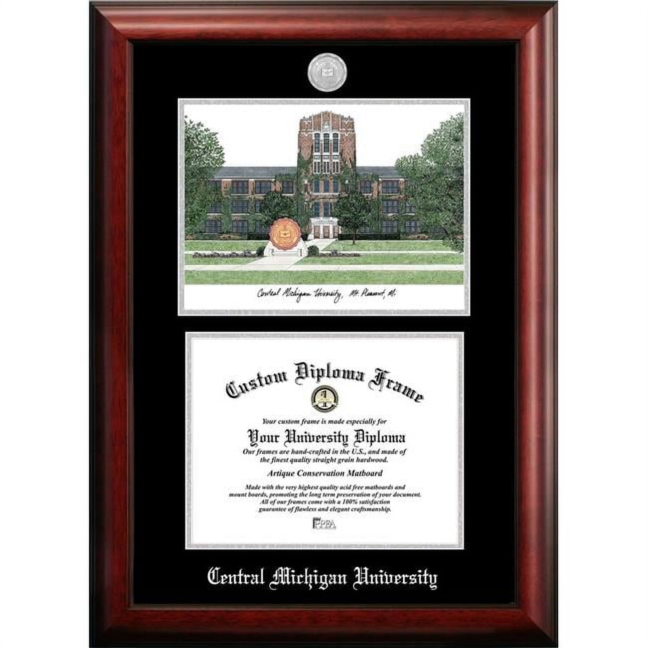 11 x 8.5 in. Central Michigan University Silver Embossed Diploma Frame with Lithograph