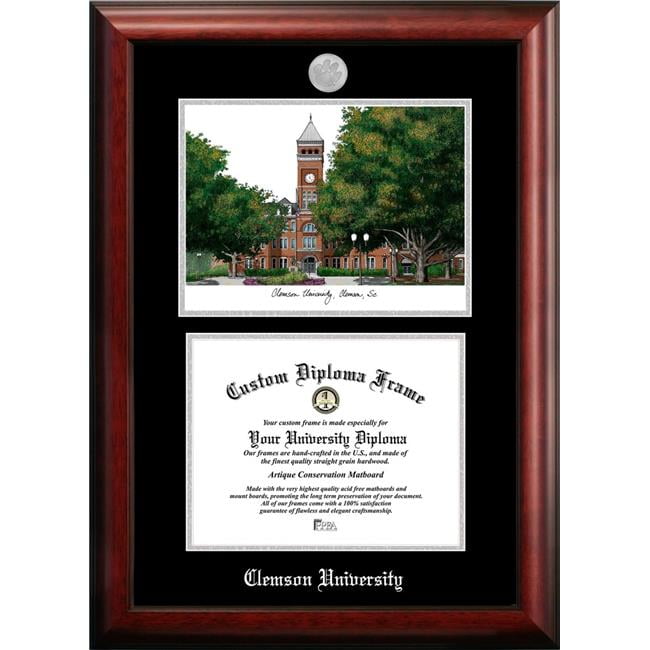 SC994LSED-1185 11 x 8.5 in. Clemson University Silver Embossed Diploma Frame with Lithograph