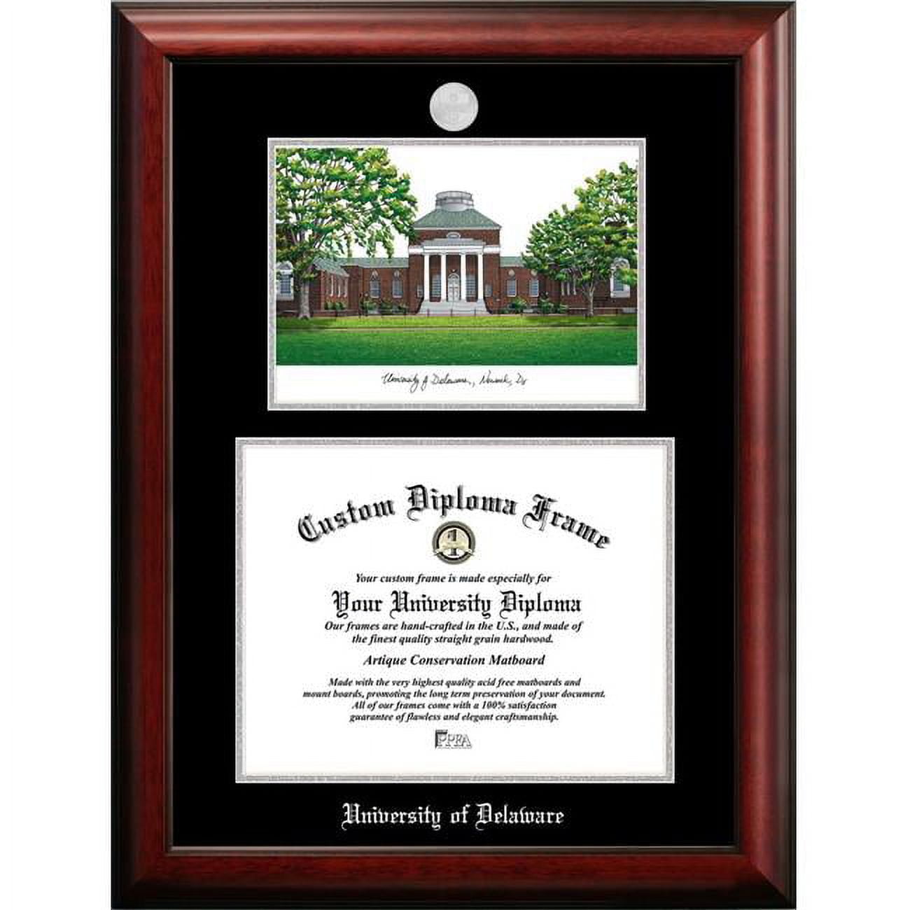 Picture of Campus Images DE999LSED-1612 16 x 12 in. University of Delaware Silver Embossed Diploma Frame with Lithograph