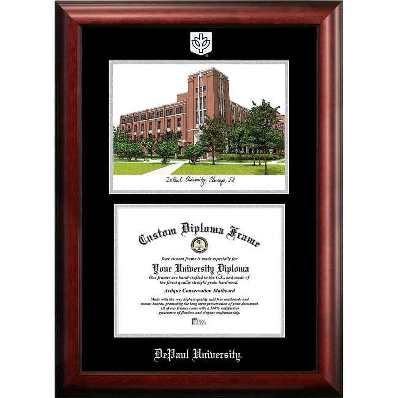 IL974LSED-1185 11 x 8.5 in. DePaul University Silver Embossed Diploma Frame with Lithograph