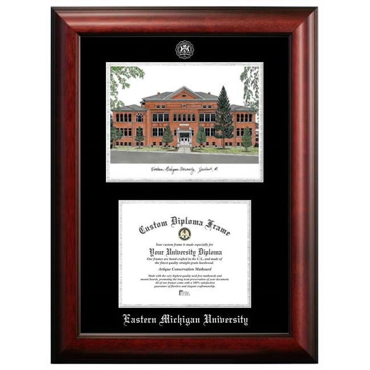 10 x 8 in. Eastern Michigan University Silver Embossed Diploma Frame with Lithograph