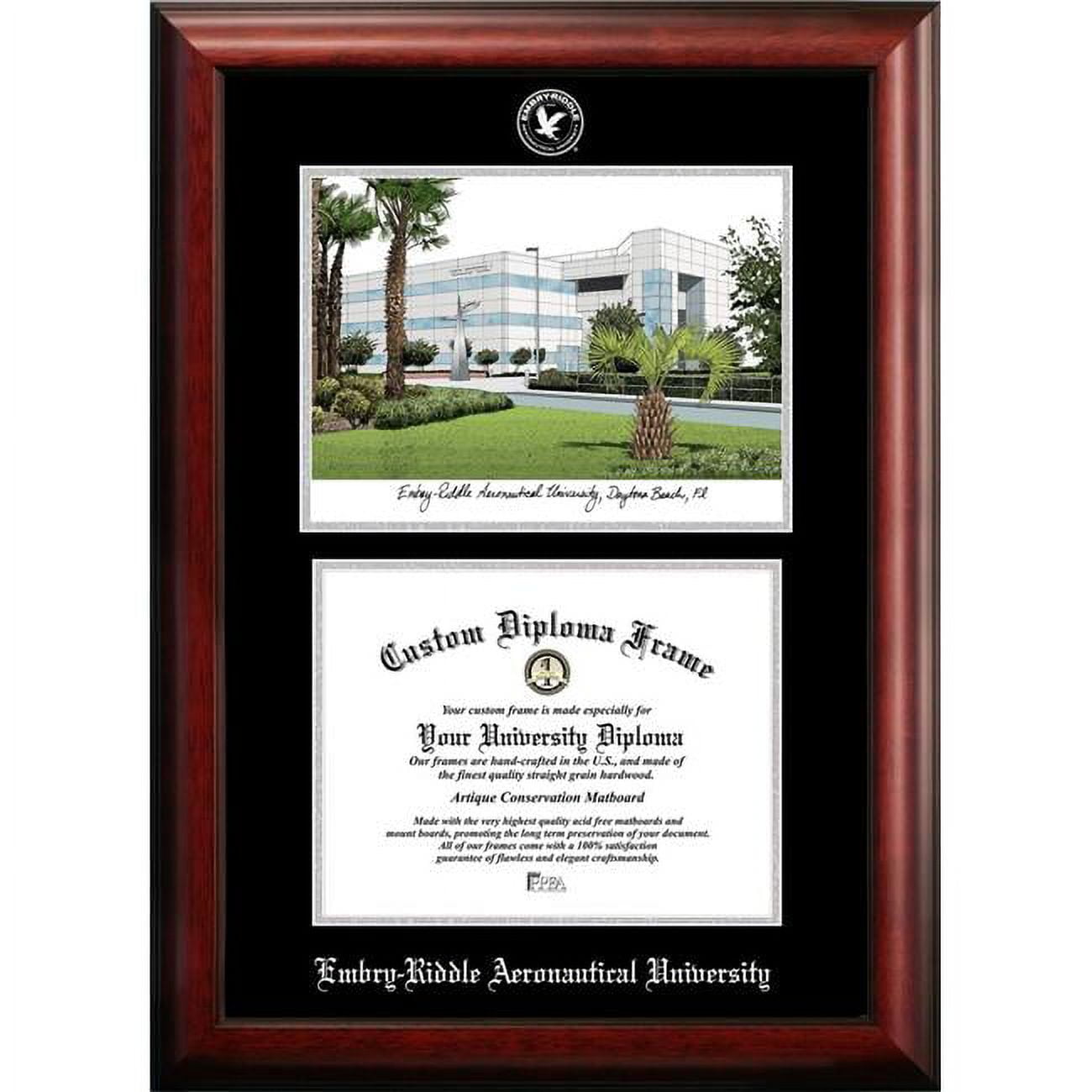 FL995LSED-1185 11 x 8.5 in. Embry-Riddle University Silver Embossed Diploma Frame with Lithograph