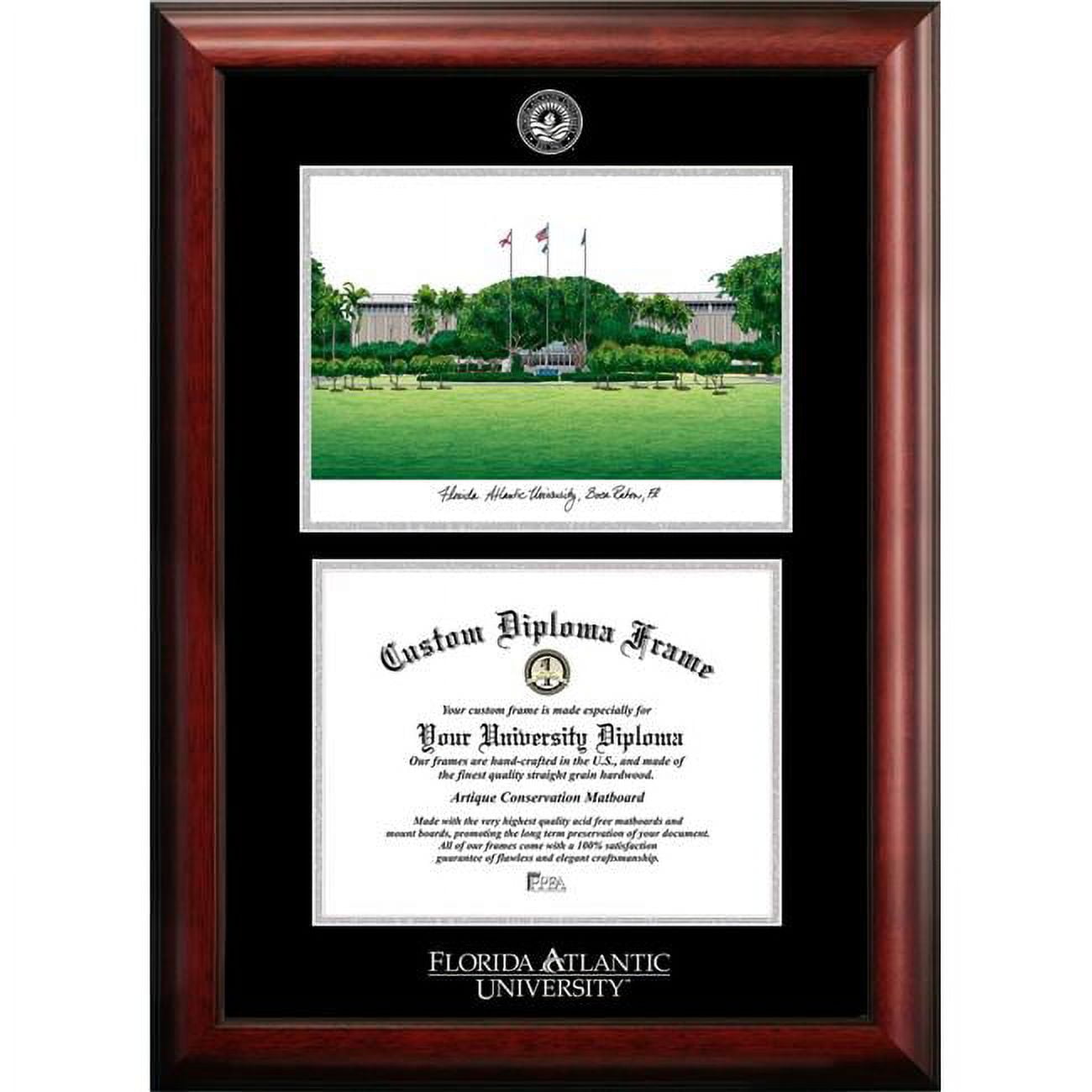 11 x 8.5 in. Florida Atlantic University Silver Embossed Diploma Frame with Lithograph