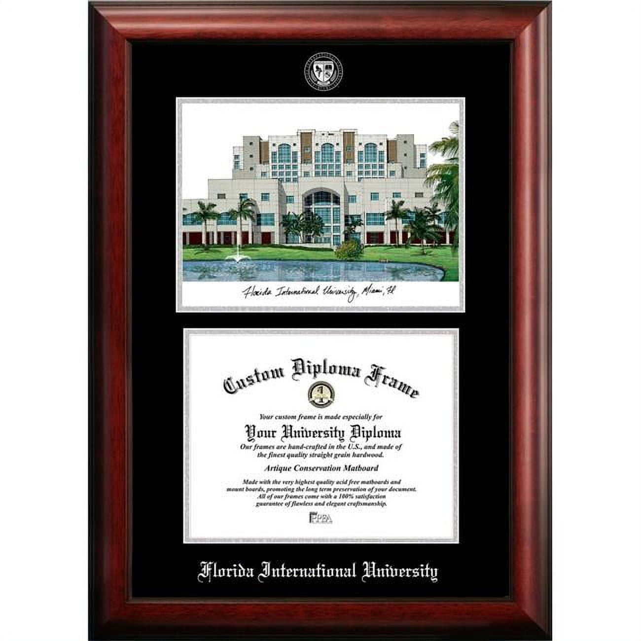 FL984LSED-1185 11 x 8.5 in. Florida International University Silver Embossed Diploma Frame with Lithograph