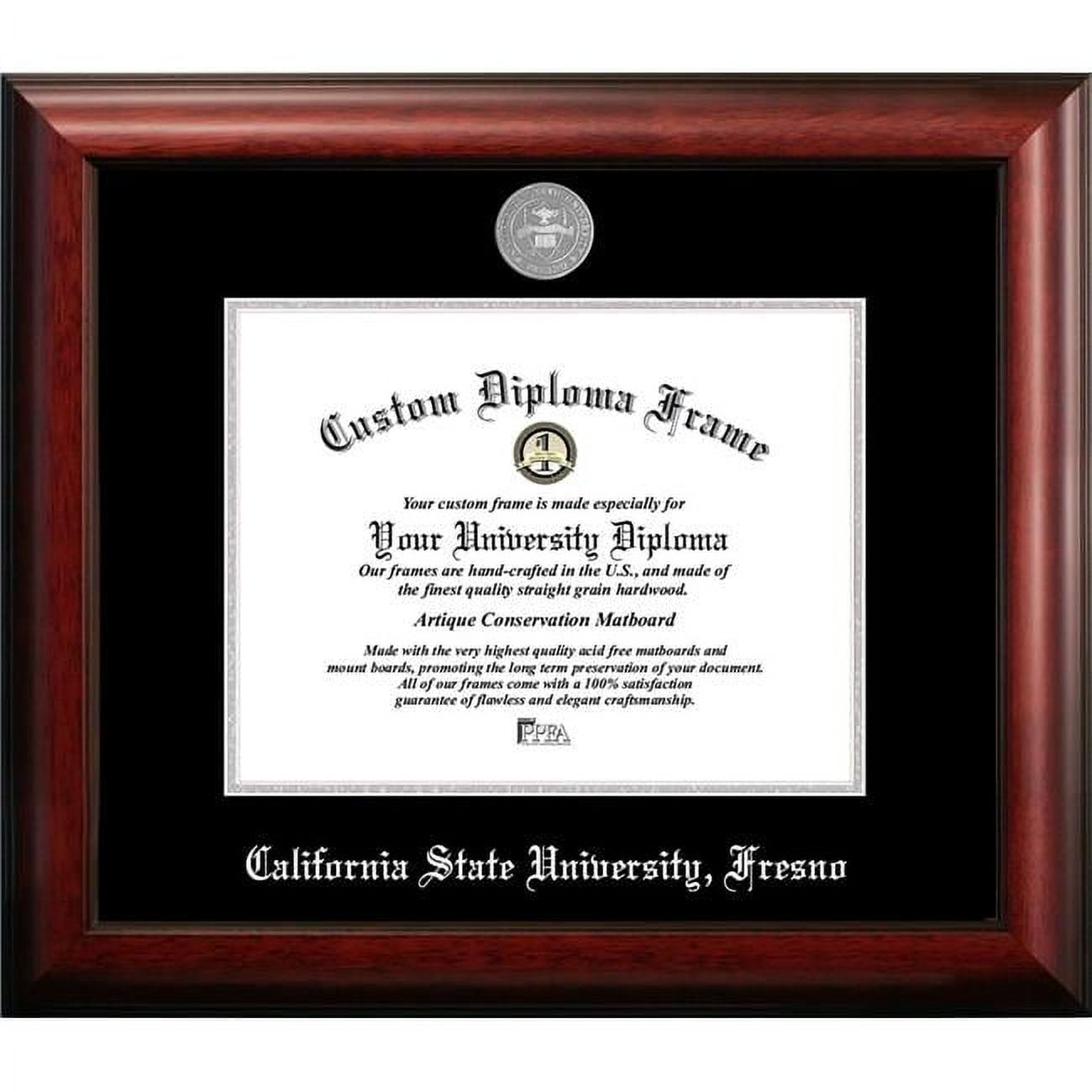 11 x 8.5 in. California State University Fresno Silver Embossed Diploma Frame