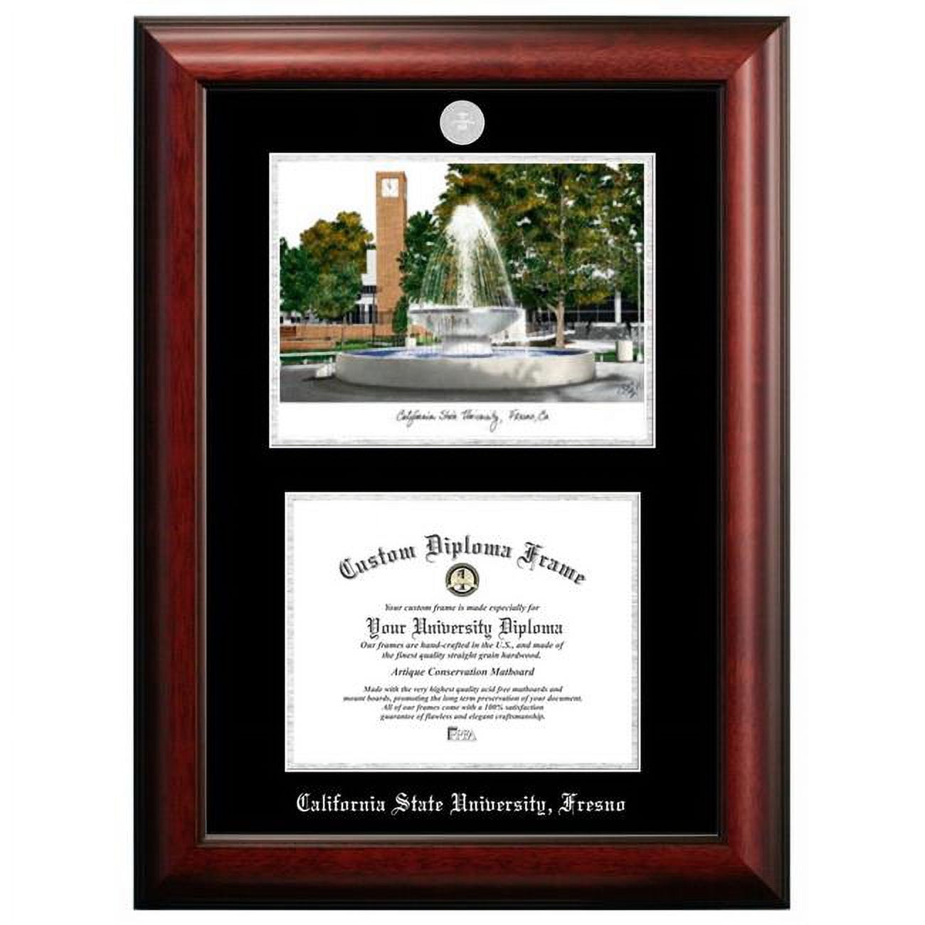 Picture of Campus Images CA920LSED-1185 11 x 8.5 in. California State University Fresno Silver Embossed Diploma Frame with Lithograph