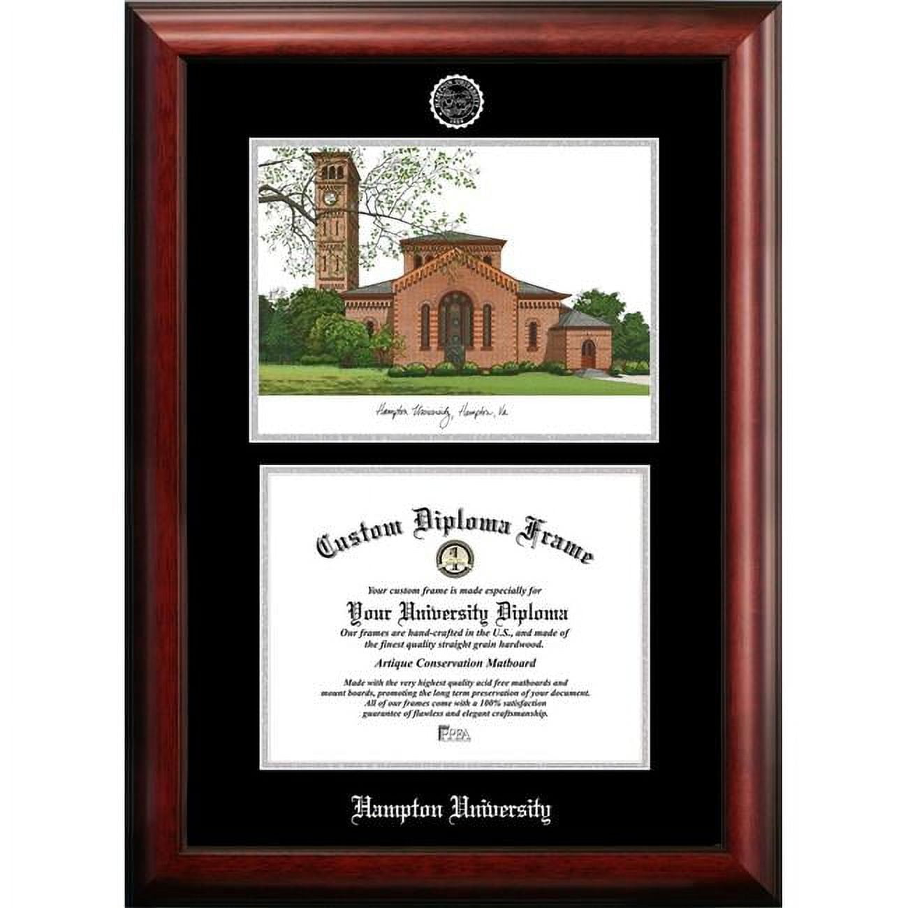 11 x 8.5 in. Hampton University Silver Embossed Diploma Frame with Lithograph