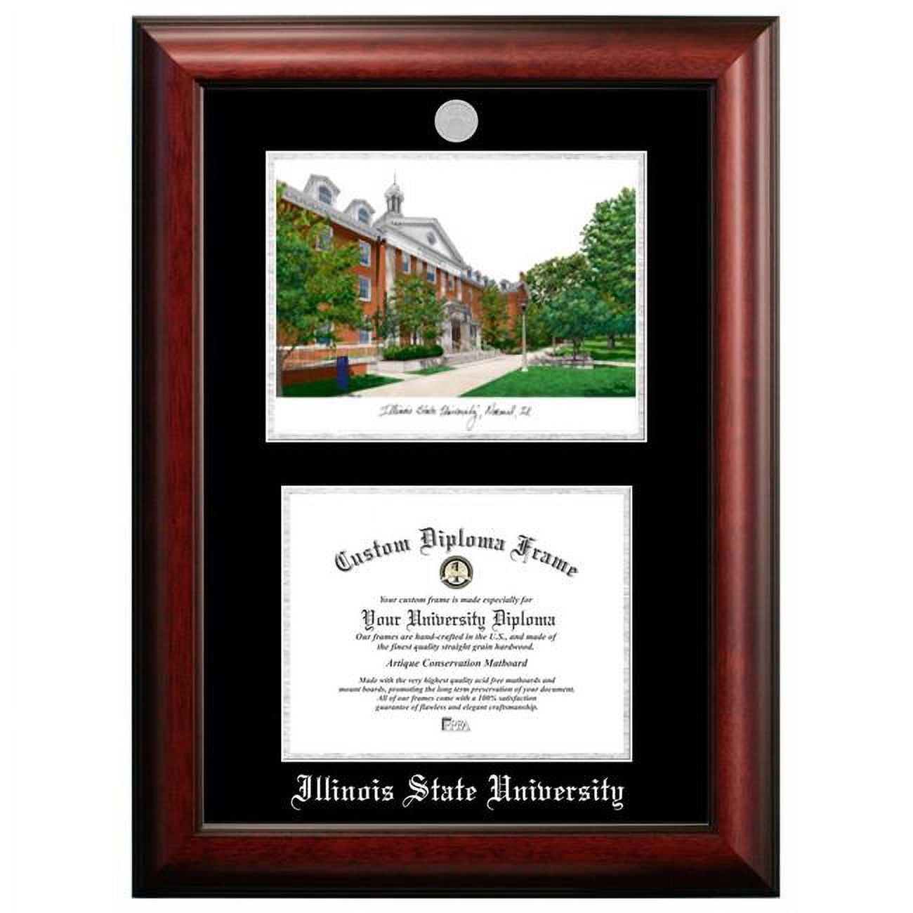 IL966LSED-108 10 x 8 in. Illinois State University Silver Embossed Diploma Frame with Lithograph