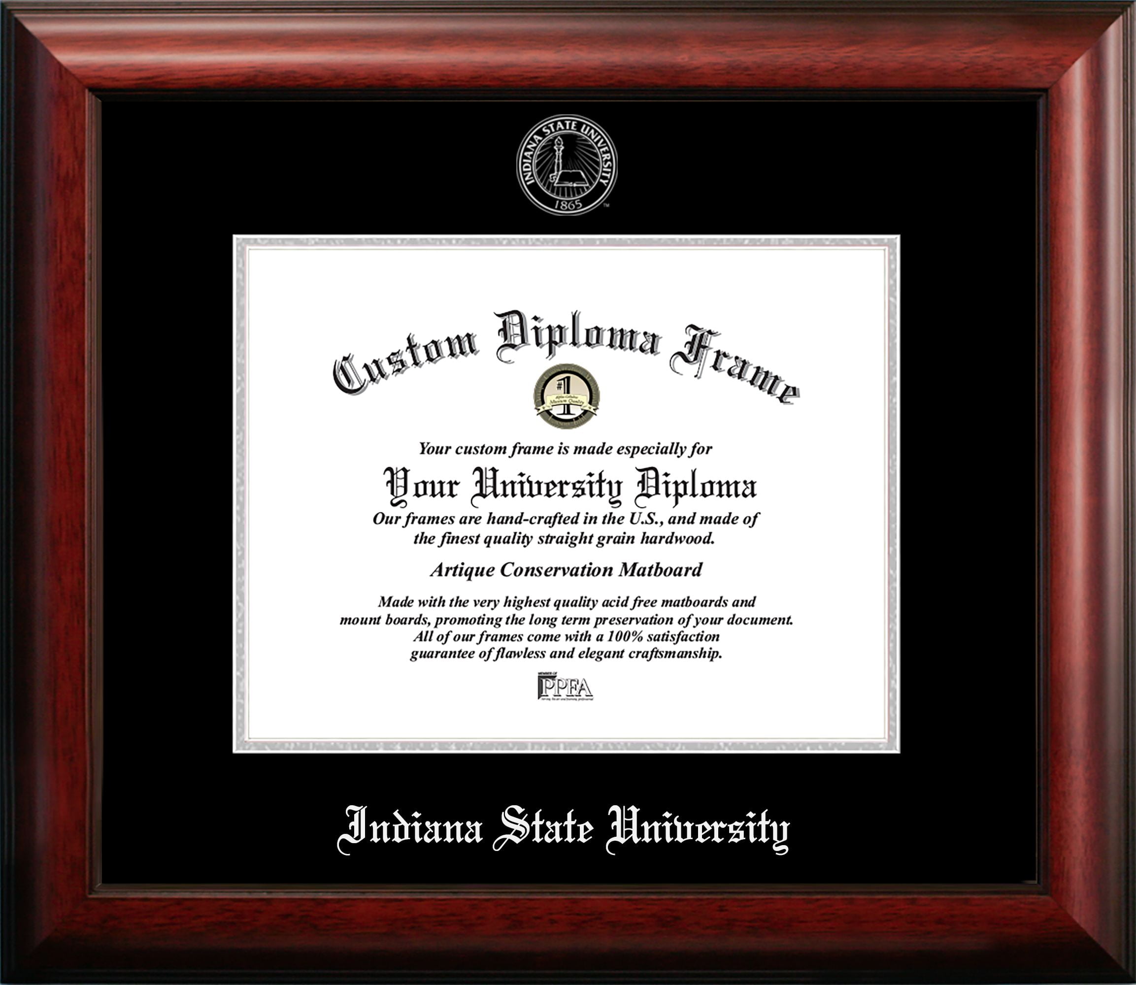 11 x 8.5 in. Indiana State University Silver Embossed Diploma Frame