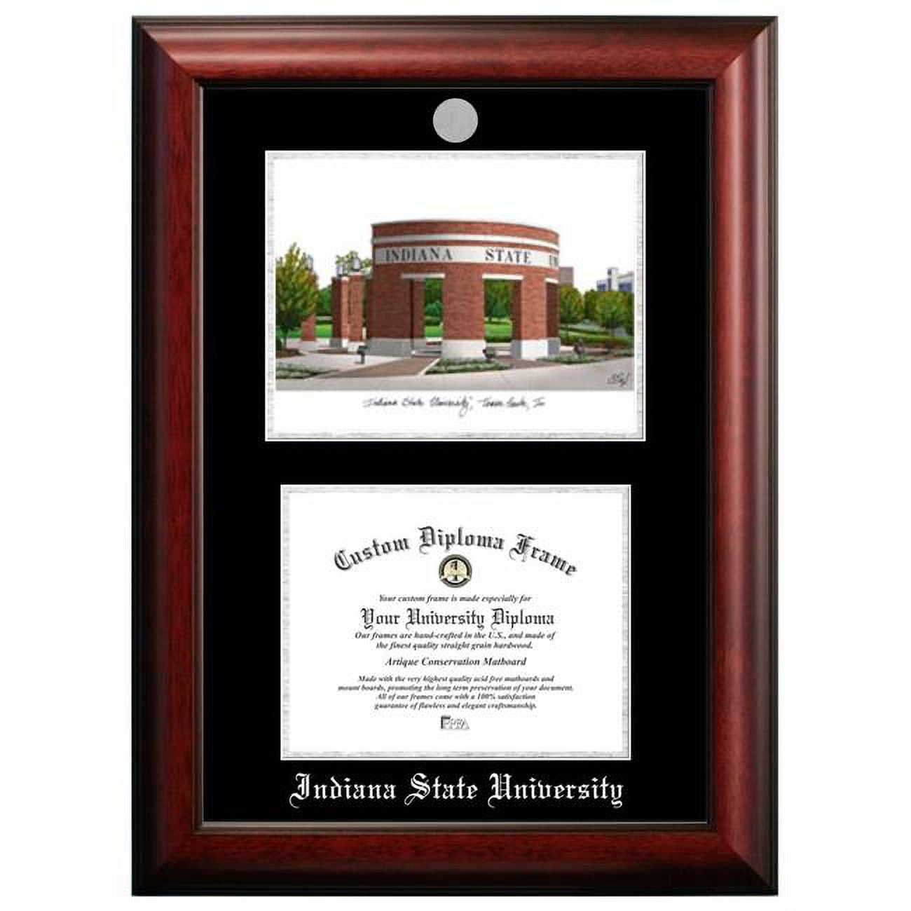 11 x 8.5 in. Indiana State University Silver Embossed Diploma Frame with Lithograph