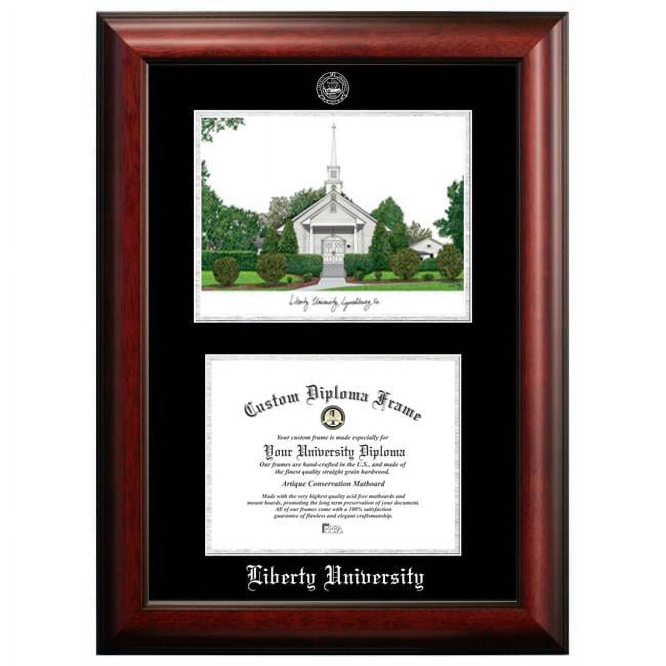 VA989LSED-1185 11 x 8.5 in. Liberty University Silver Embossed Diploma Frame with Lithograph