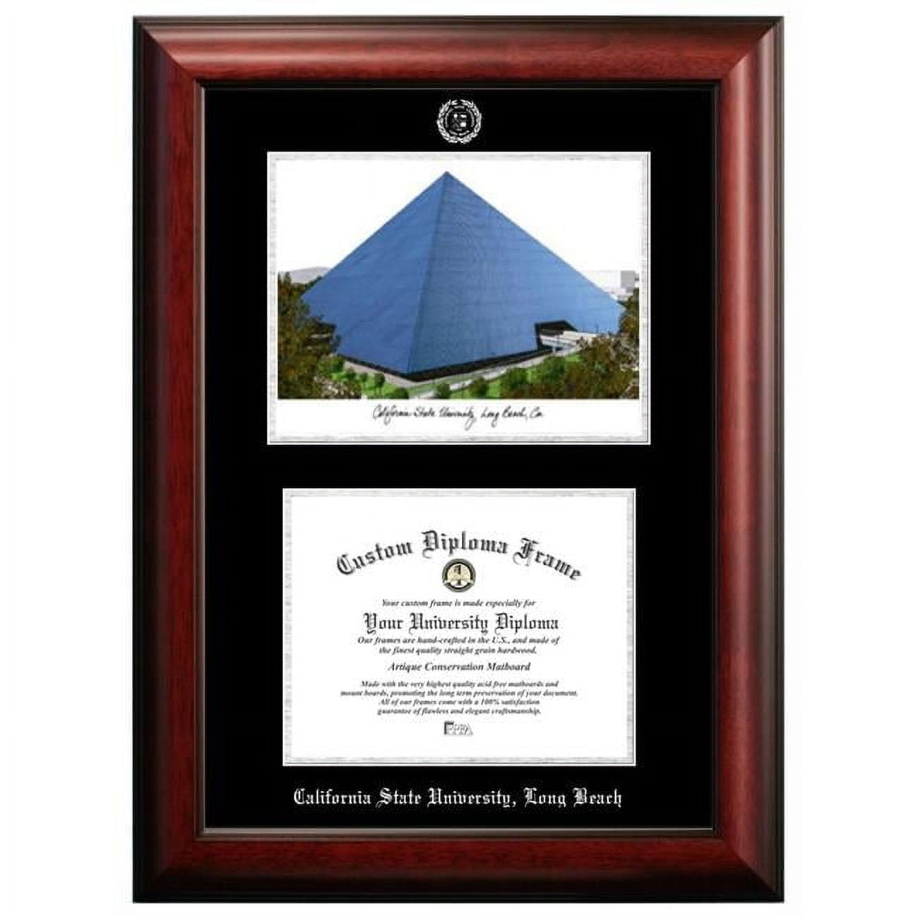 Picture of Campus Images CA923LSED-1185 11 x 8.5 in. California State University Long Beach Silver Embossed Diploma Frame with Lithograph