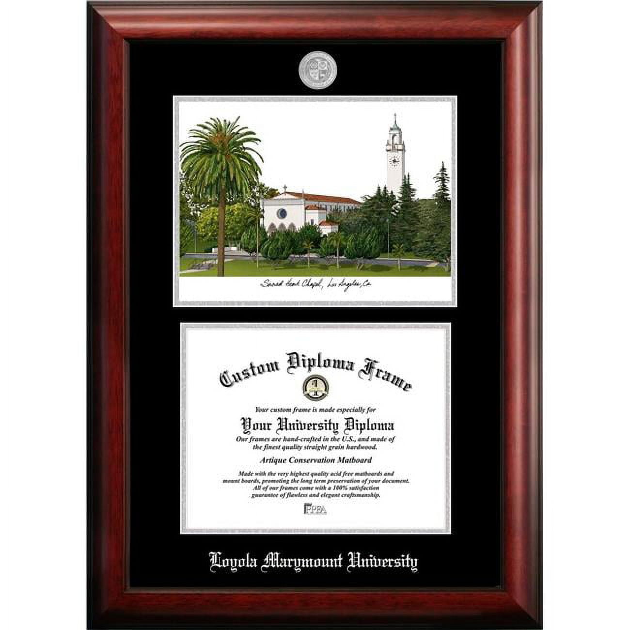 11 x 8.5 in. Loyola Marymount University Silver Embossed Diploma Frame with Lithograph