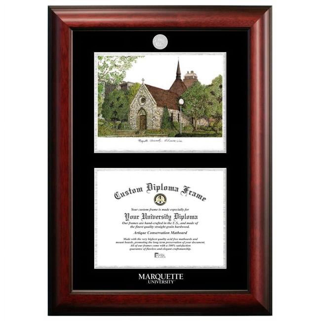 WI999LSED-129 12 x 9 in. Marquette University Silver Embossed Diploma Frame with Lithograph
