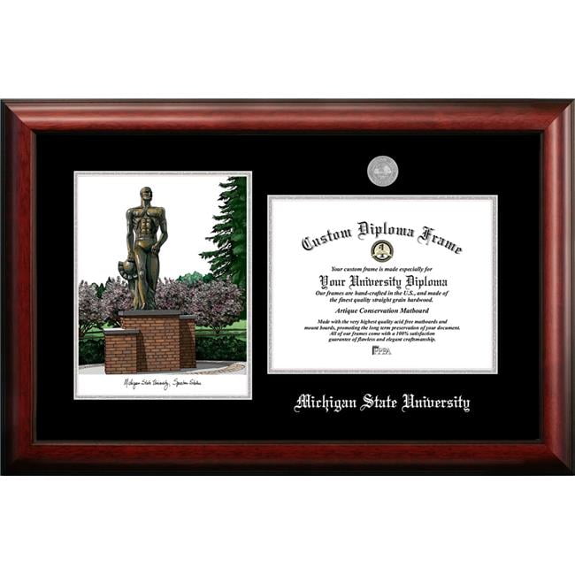 MI987LSED-1185 11 x 8.5 in. Michigan State University Spartan Silver Embossed Diploma Frame with Lithograph