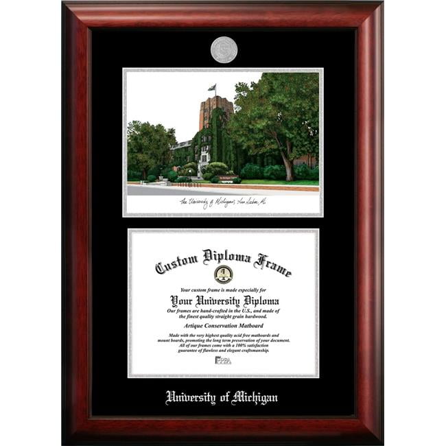 11 x 8.5 in. University of Michigan Silver Embossed Diploma Frame with Lithograph