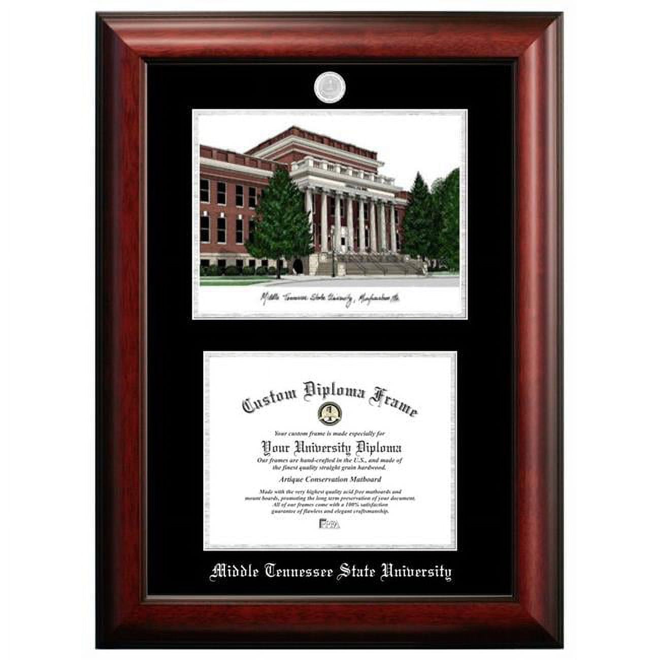 TN999LSED-1185 11 x 8.5 in. Middle Tennessee State University Silver Embossed Diploma Frame with Lithograph