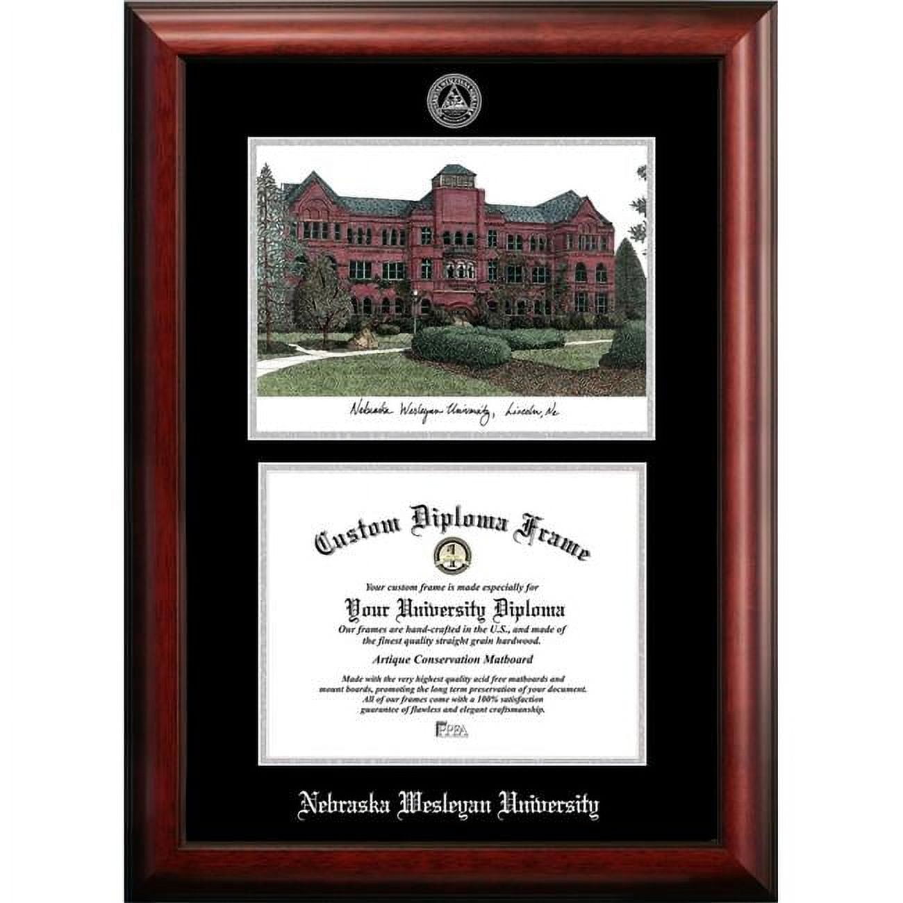 11 x 8.5 in. Nebraska Wesleyan University Silver Embossed Diploma Frame with Lithograph