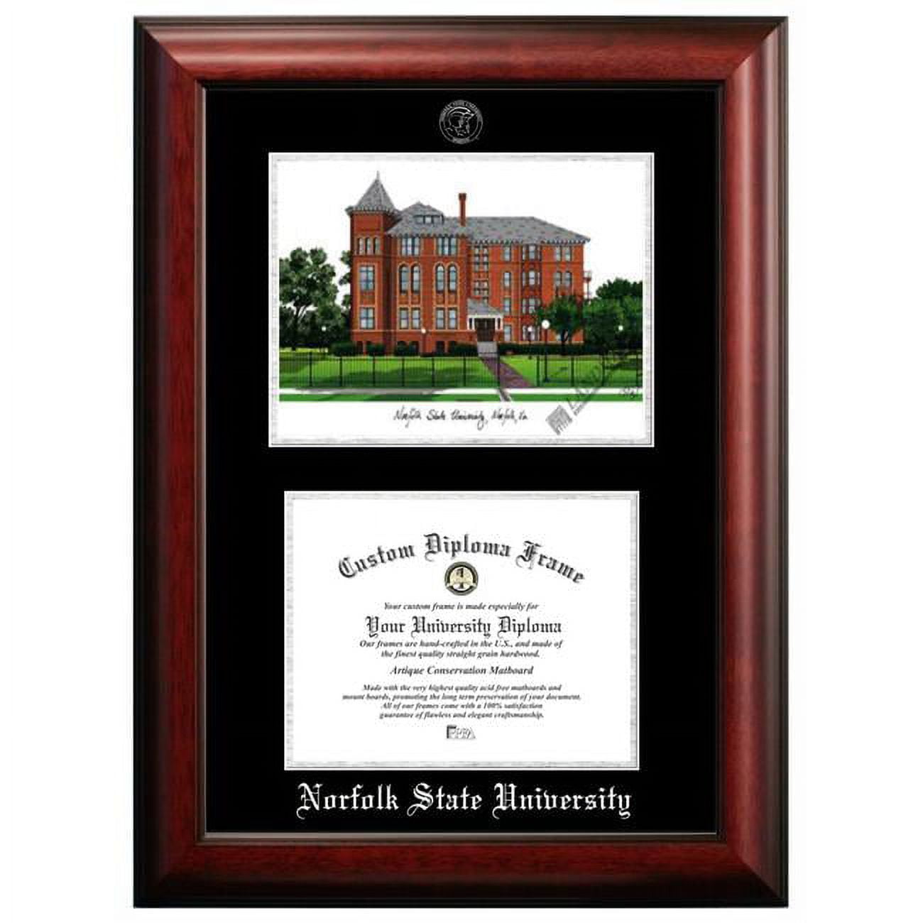 VA992LSED-1185 11 x 8.5 in. Norfolk State University Silver Embossed Diploma Frame with Lithograph