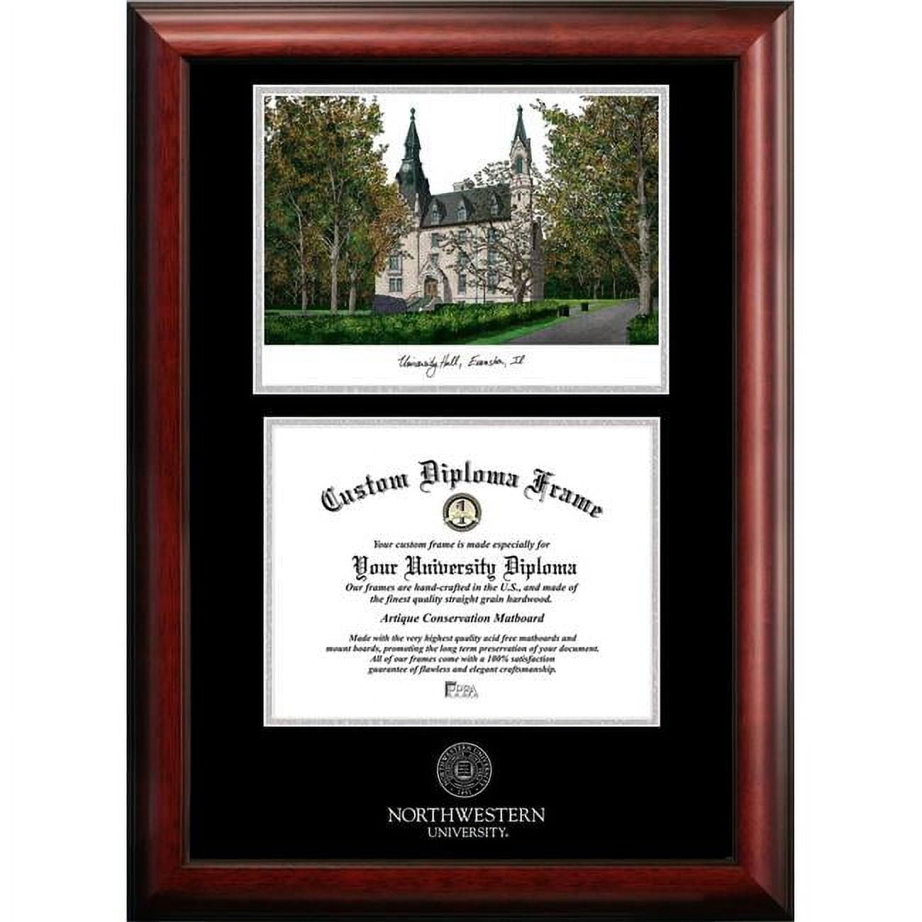 11 x 8.5 in. Northwestern University Silver Embossed Diploma Frame with Lithograph