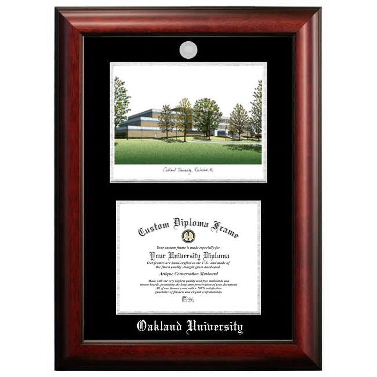 MI984LSED-1185 11 x 8.5 in. Oakland University Silver Embossed Diploma Frame with Lithograph