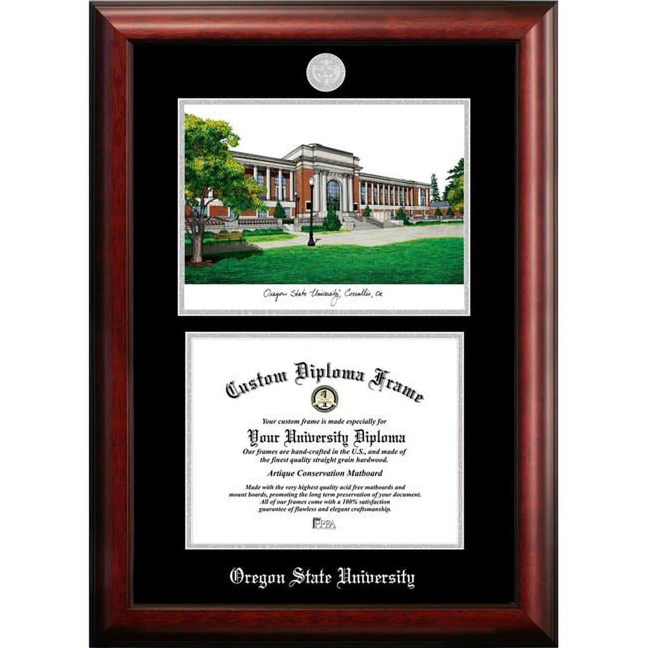 11 x 8.5 in. Oregon State University Silver Embossed Diploma Frame with Lithograph
