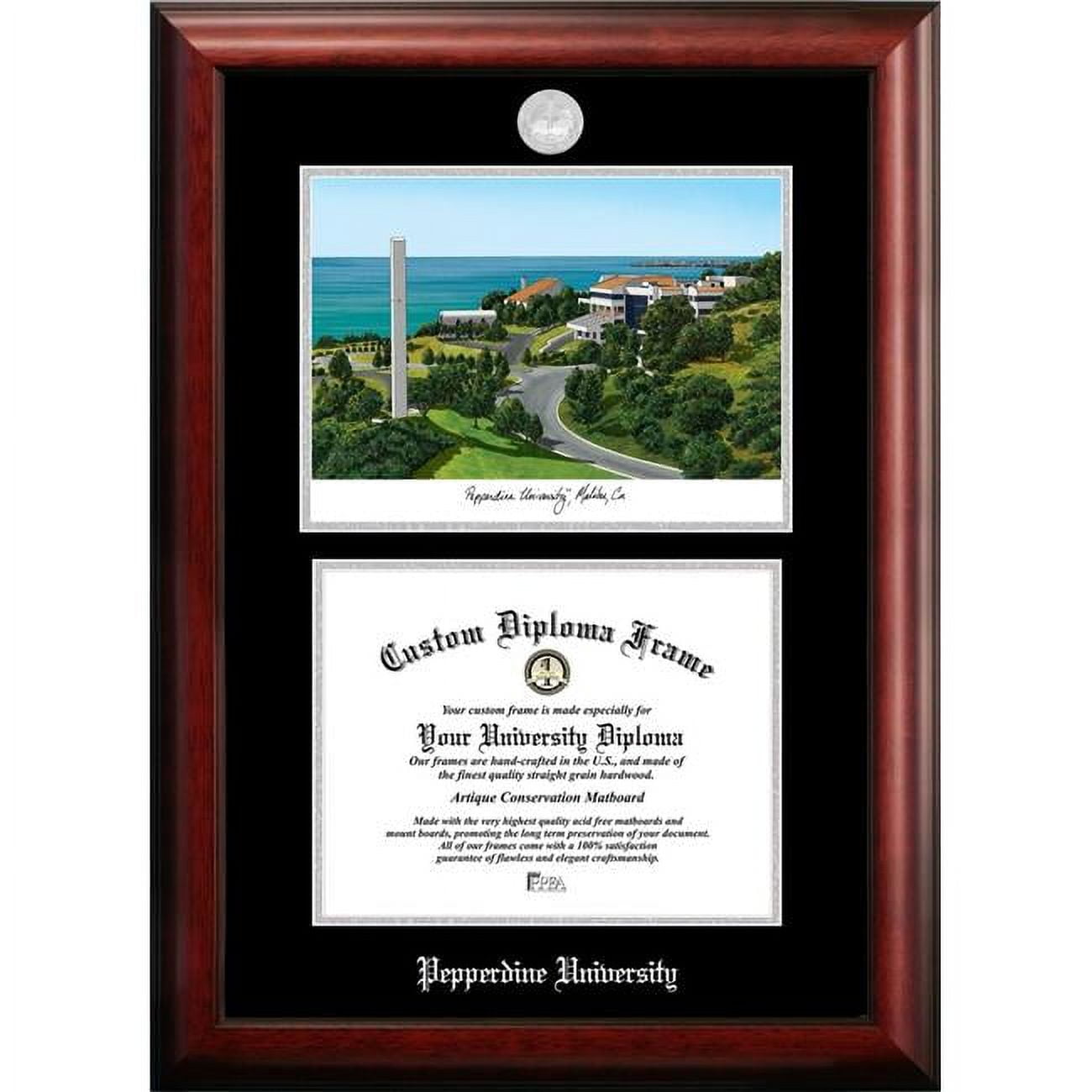 CA944LSED-1185 11 x 8.5 in. Pepperdine University Silver Embossed Diploma Frame with Lithograph