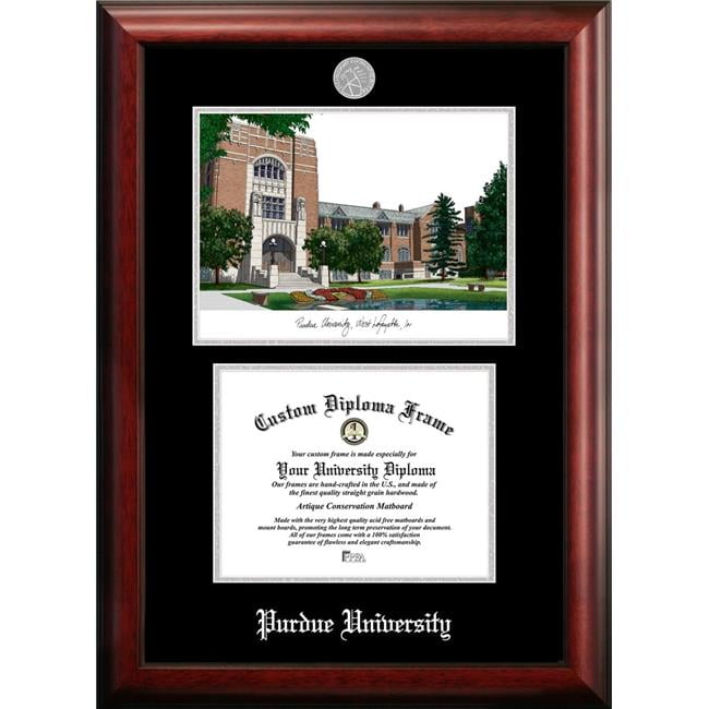 IN988LSED-96257625 9.62 x 7.62 in. Purdue University Silver Embossed Diploma Frame with Lithograph