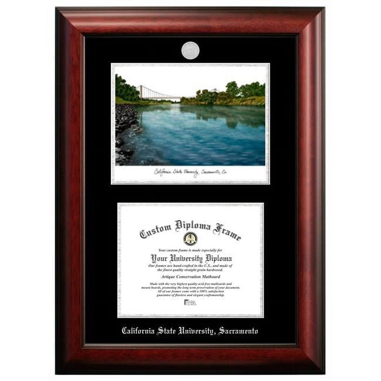 11 x 8.5 in. California State University Sacramento Silver Embossed Diploma Frame with Lithograph