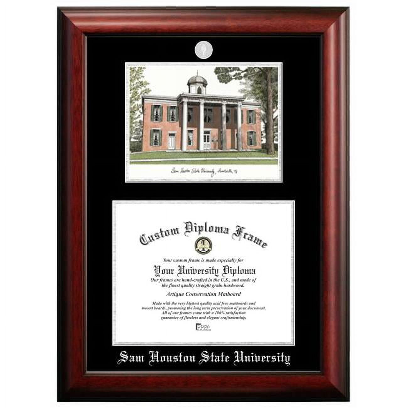 TX988LSED-1411 14 x 11 in. Sam Houston State University Silver Embossed Diploma Frame with Lithograph