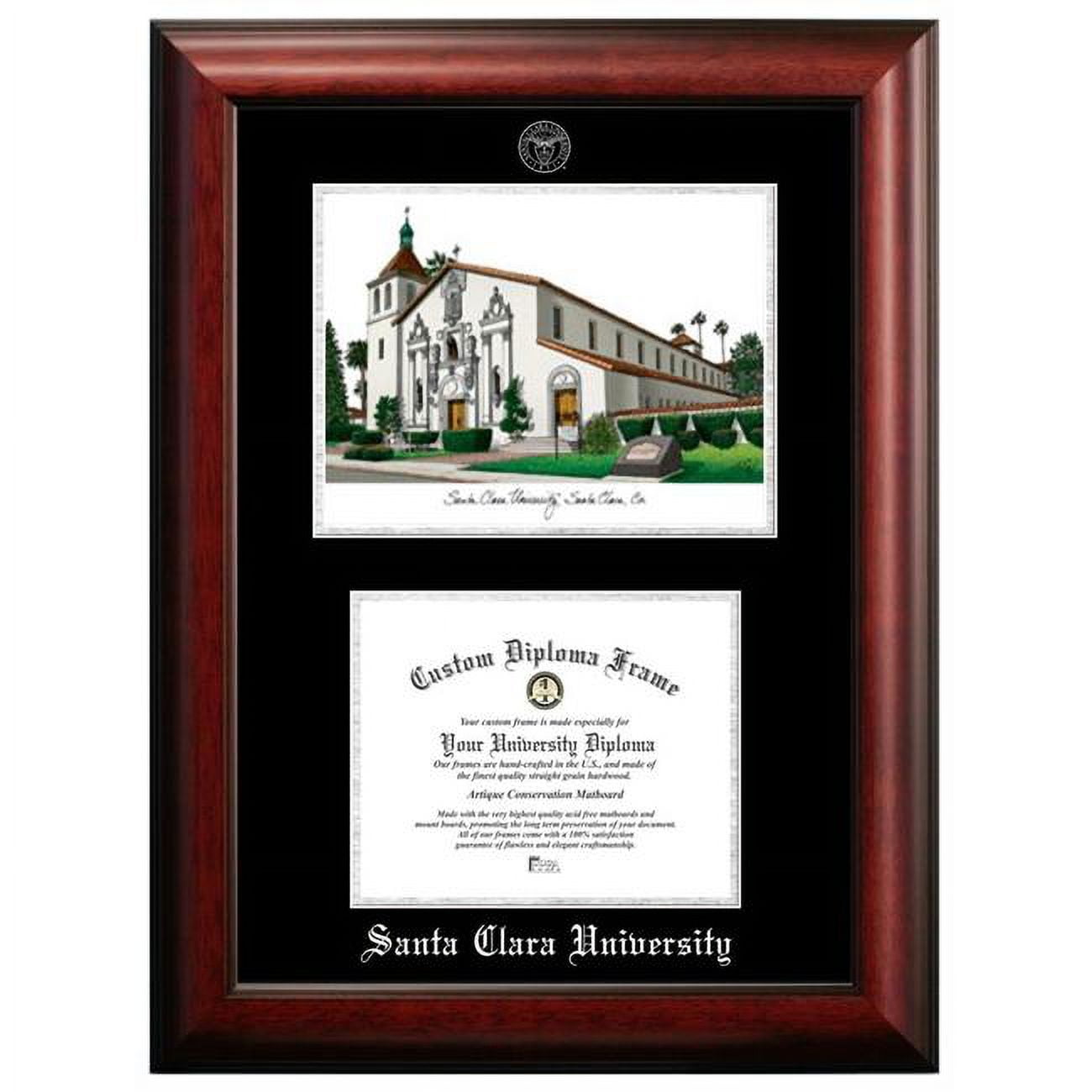 Picture of Campus Images CA930LSED-108 10 x 8 in. Santa Clara University Silver Embossed Diploma Frame with Lithograph