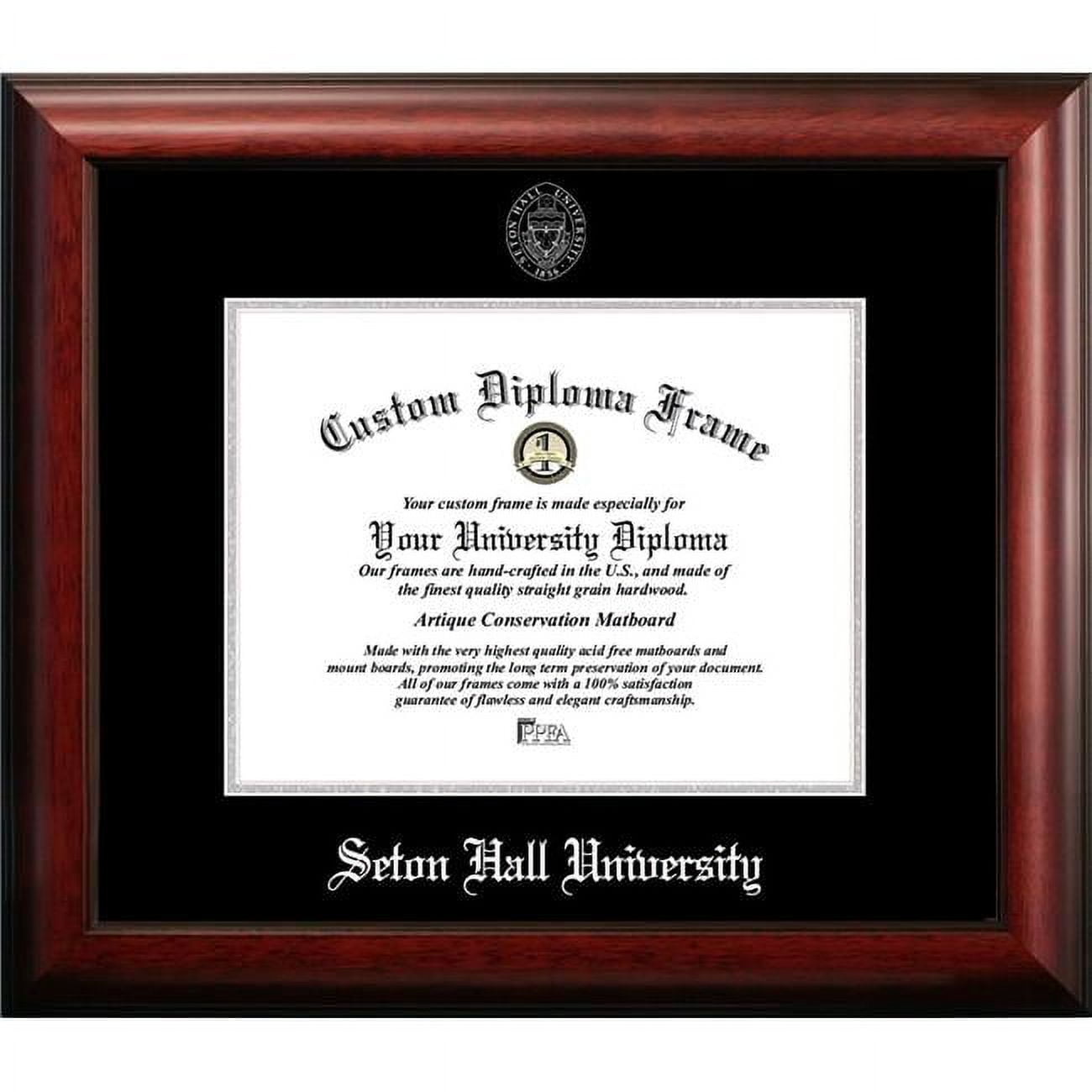 NJ997SED-1185 11 x 8.5 in. Seton Hall University Silver Embossed Diploma Frame