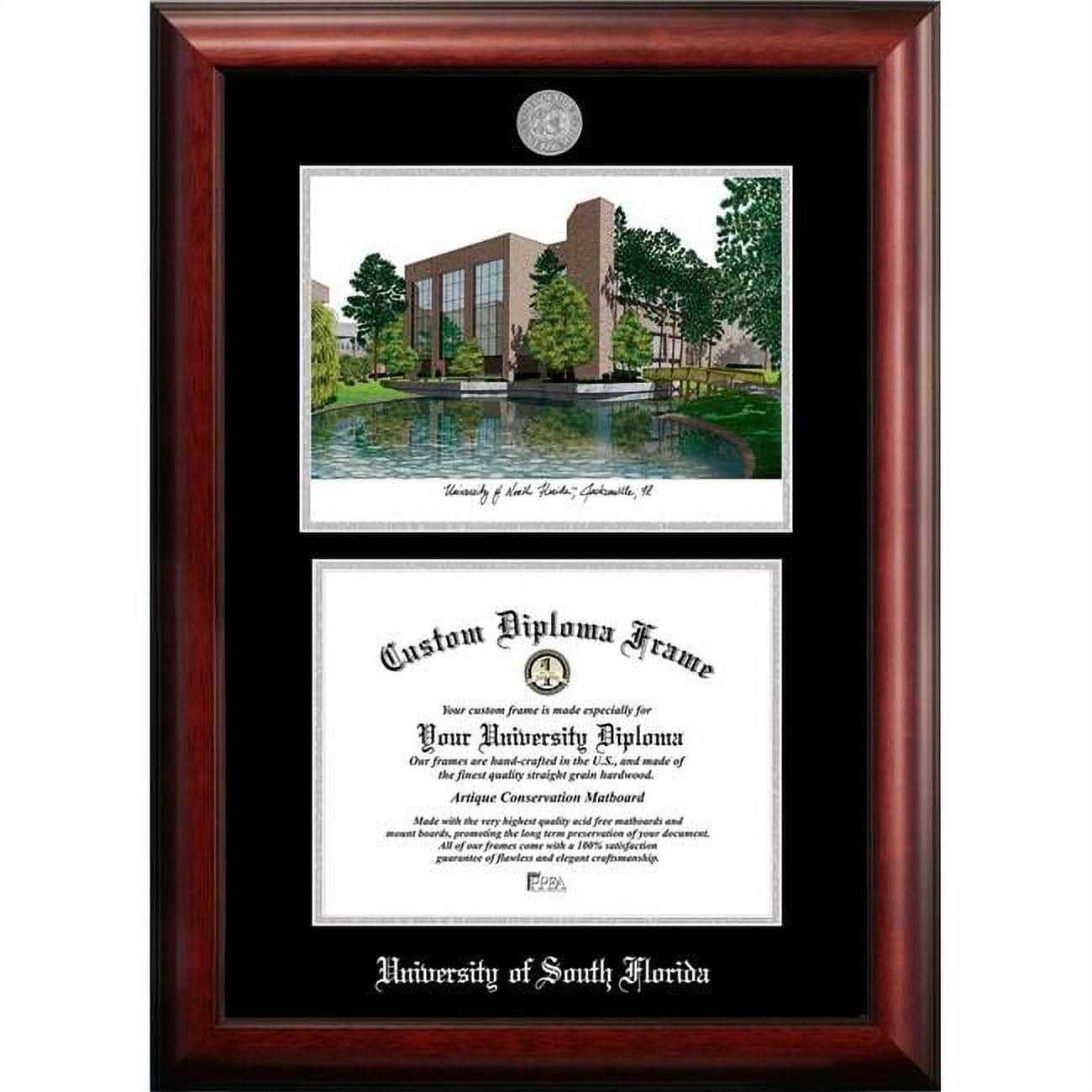 11 x 8.5 in. University of South Florida Silver Embossed Diploma Frame with Lithograph