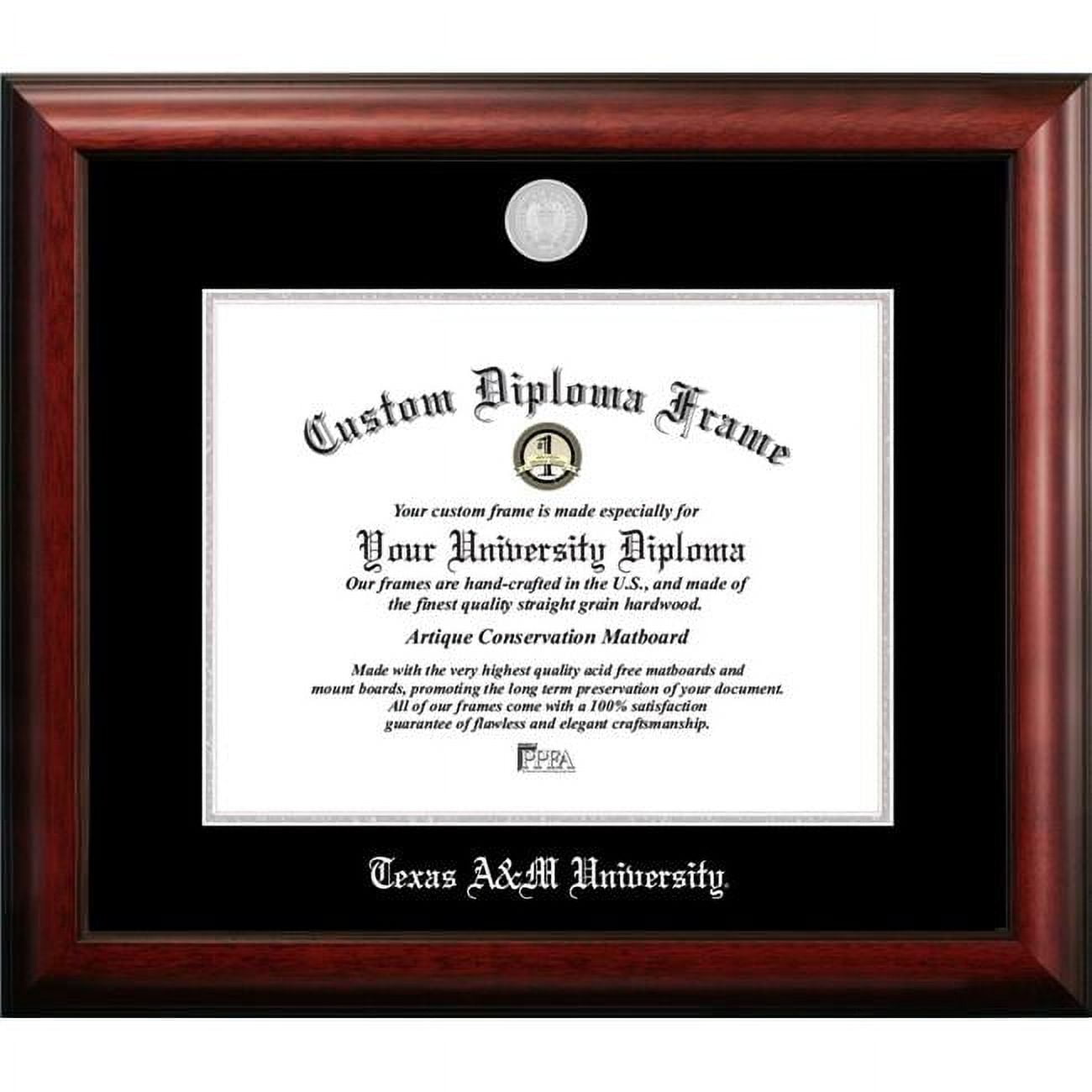 16 x 12.5 in. Texas A&M University Silver Embossed Diploma Frame