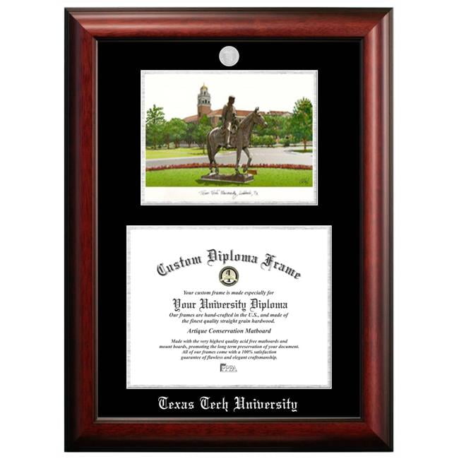 TX960LSED-1411 14 x 11 in. Texas Tech University Silver Embossed Diploma Frame with Lithograph