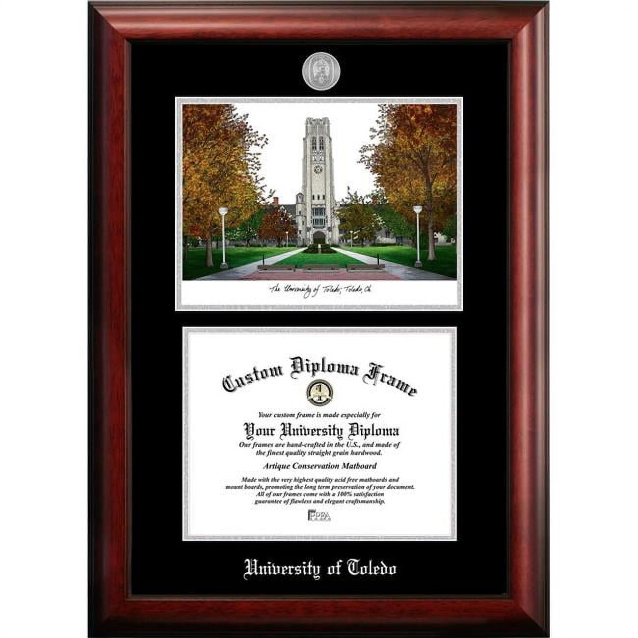 10 x 8 in. University of Toledo Silver Embossed Diploma Frame with Lithograph
