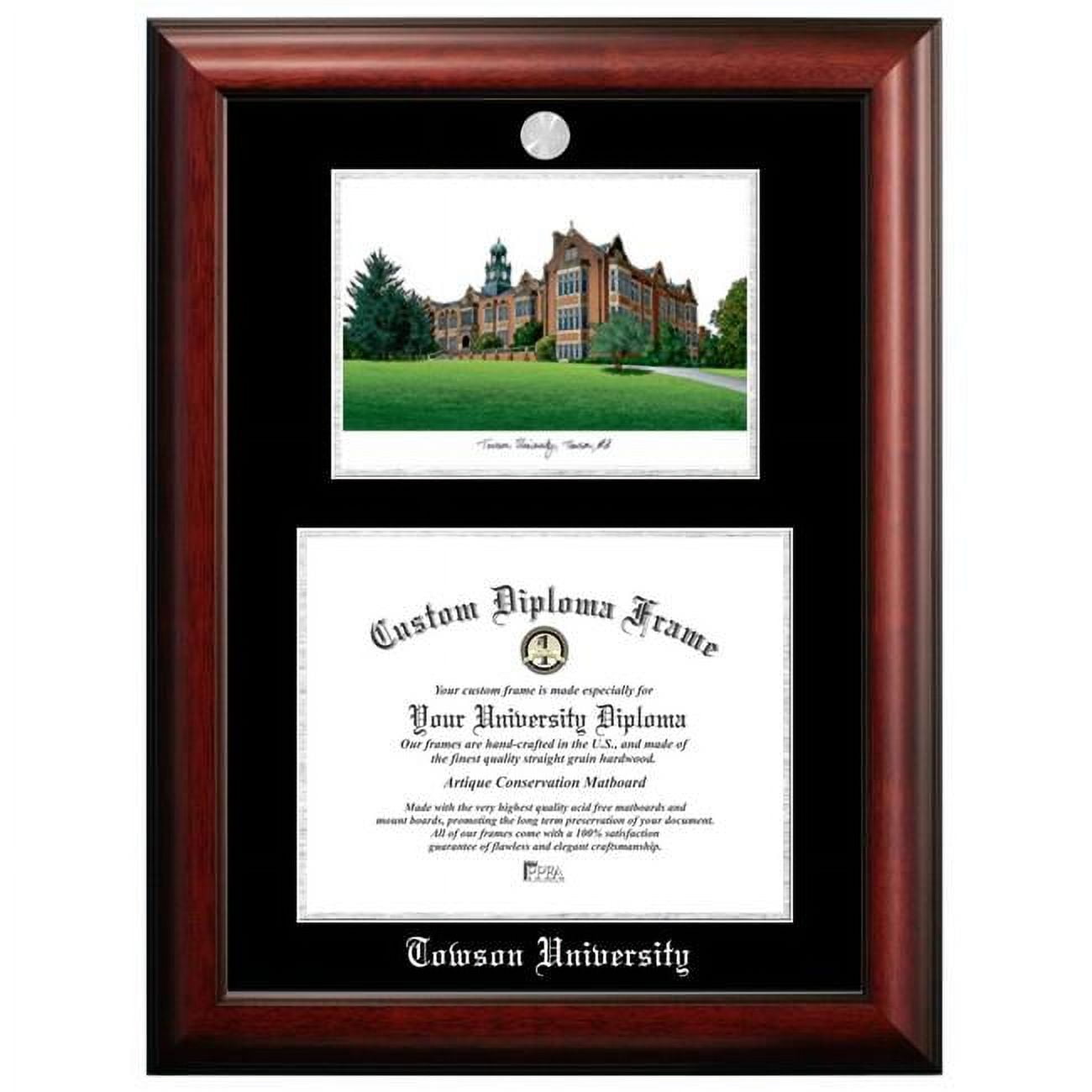 MD999LSED-1411 14 x 11 in. Towson University Silver Embossed Diploma Frame with Lithograph