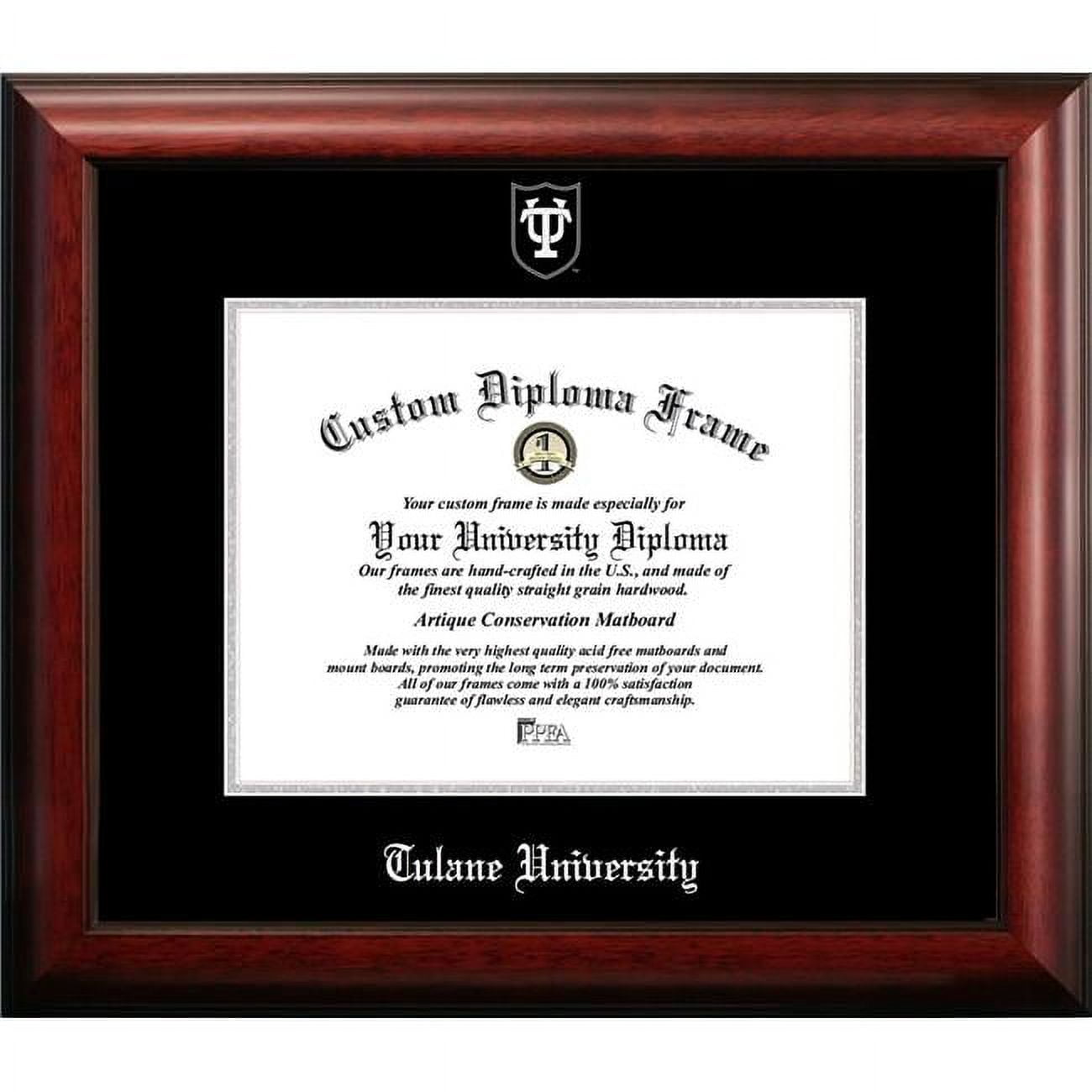 LA995SED-1185 11 x 8.5 in. Tulane University Silver Embossed Diploma Frame