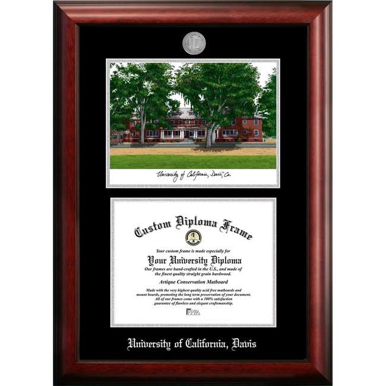 CA942LSED-1185 University of California Davis Silver Embossed Diploma Frame with Lithograph