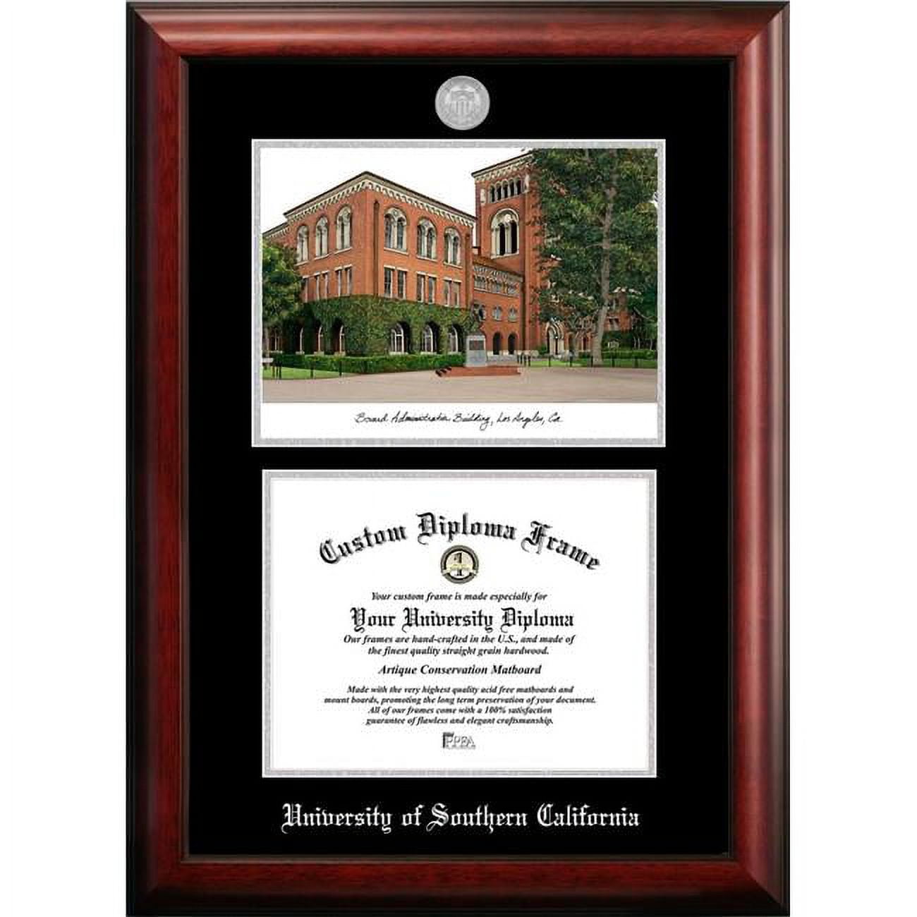 CA940LSED-1185 11 x 8.5 in. University of Southern California Silver Embossed Diploma Frame with Lithograph